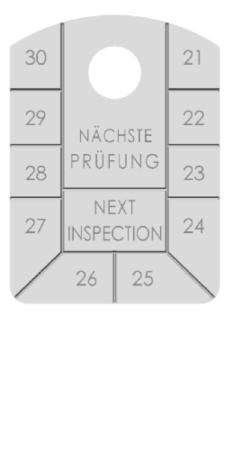 Kennzeichnungsanhänger für UVV-Prüfungen |  "NÄCHSTE PRÜFUNG" | mit Jahreszahlen